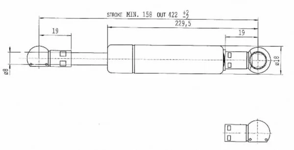 Stabilus - CA045993 - Gas Spring L420 - 150 N Stabilus
