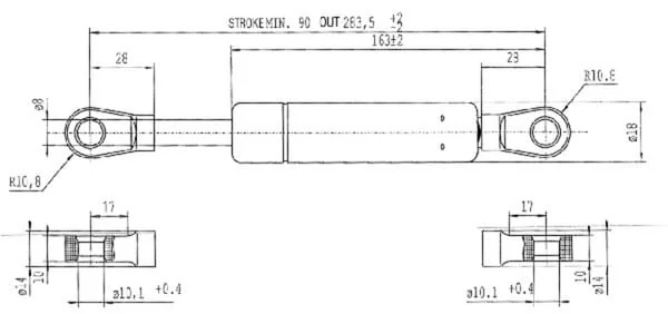 Stabilus - CA052159 - Gas Strut L283.5mm 380n Stabilus