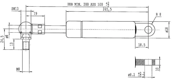 Stabilus - CA056189 - Gas Pressure Spring L500-180N
