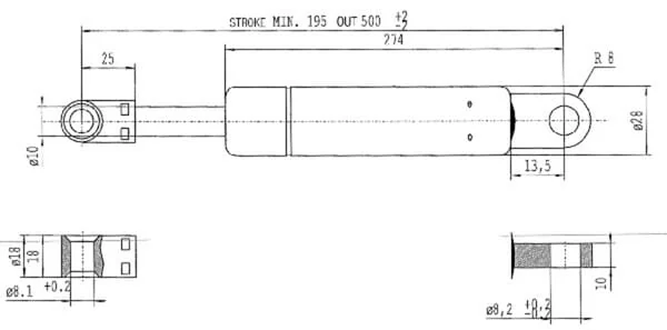 Stabilus - CA057843 - Gas Pressure Spring L500-450N