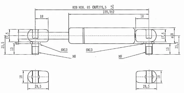 Stabilus - CA068209 - Gas Strut L275.5mm 200N Stabilus