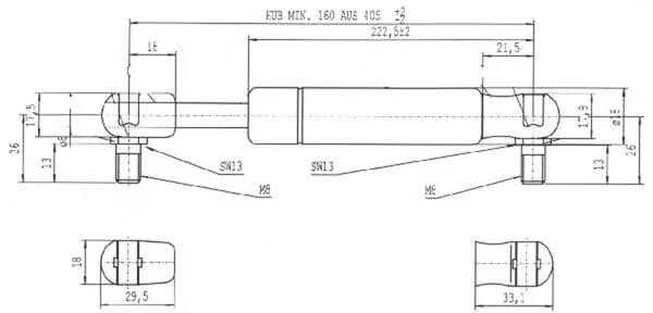 Stabilus - CA083631 - Gas Spring L405-700N Stabilus