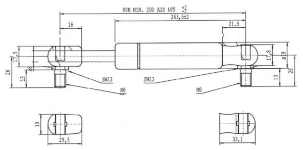 Stabilus - CA083763 - Gas Strut D485mm 500N Stabilus