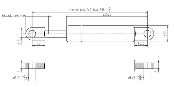 Stabilus - CA084972 - Gas Strut d585mm 1000N Stabilus