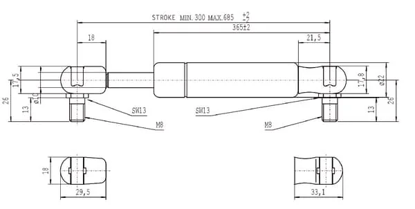 Stabilus - CA085294 - Gas Strut l685mm 700N Stabilus