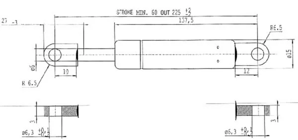 Stabilus - CA093017 - Gas Strut l225mm 180N Stabilus