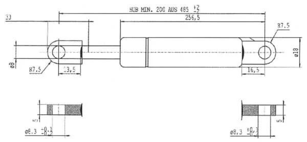 Stabilus - CA094854 - Gas Strut l485mm 150N Stabilus