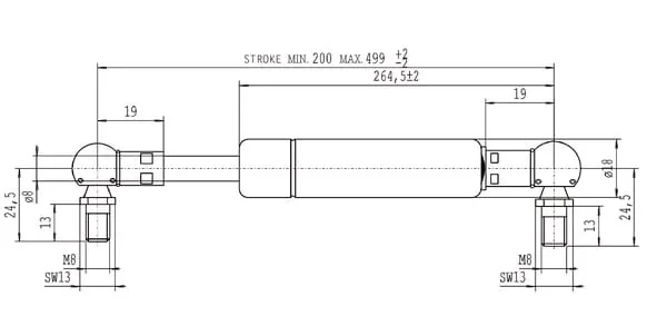 Stabilus - CA154121 - Gas Strut Length 499mm 350N Stabilus