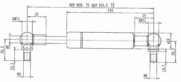 Stabilus - CA313718 - Gas Strut L245.5mm 300n Stabilus