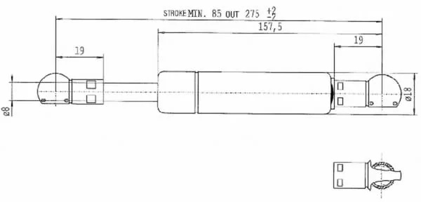 Stabilus - CA321176 - Gas Strut L275mm 100n Stabilus
