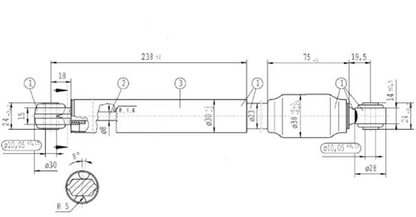 Stabilus - CA363952 - Gas Strut L538mm 510n Stabilus