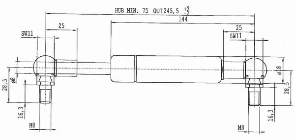 Stabilus - CA375446 - Gas Strut L245.5MM 250N Stabilus