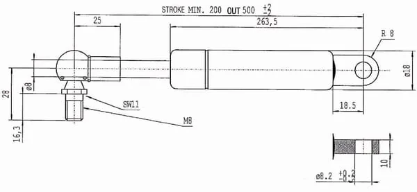 Stabilus - CA381365 - Gas Strut L500MM 180N Stabilus