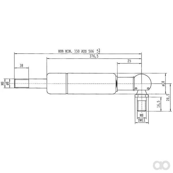 Stabilus - CA477257 - Gas Spring 140N - L586