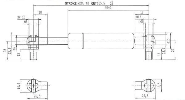 Stabilus - CA4846DI - Gas Spring L155.5-50N Throttle Pedal Puma
