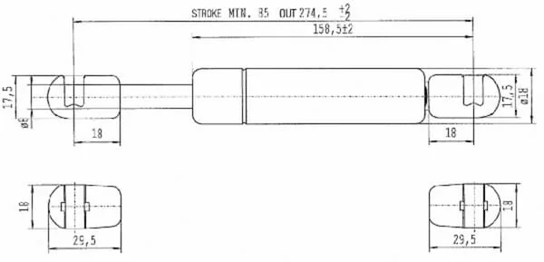 Stabilus - CA516678 - Gas Strut L274.5MM 100N Stabilus