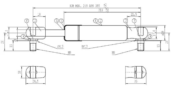 Stabilus - CA536088 - Gas Strut L585mm 500N Stabilus