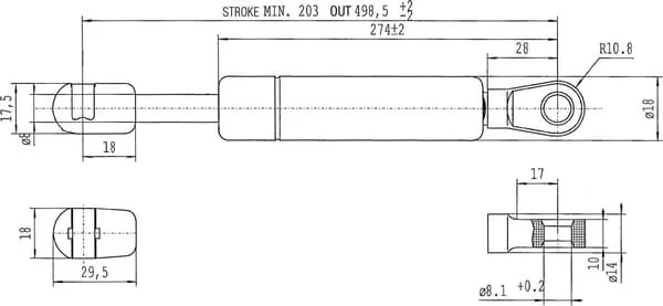 Stabilus - CA5799CU - Gas Strut L498.5mm 250N Stabilus