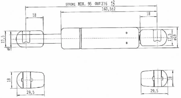 Stabilus - CA592331 - Gas Strut L276mm 100N Stabilus