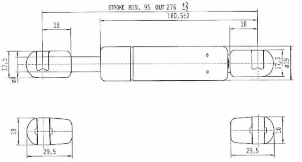 Stabilus - CA592382 - Gas Strut L276mm 350N Stabilus