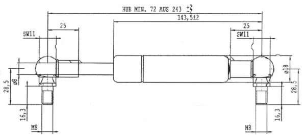 Stabilus - CA6125CI - Gas Spring L243 - 150 N