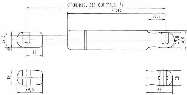 Stabilus - CA6148YB - GAS SPRING L730-150N