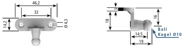 Stabilus - CA6284UG - Bracket For Gas Springs And Dampers