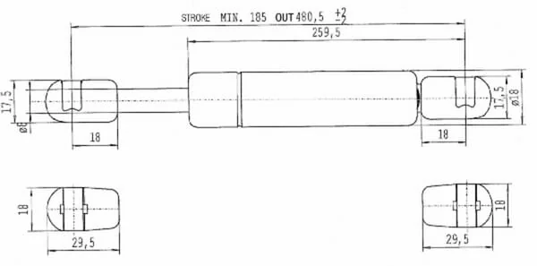 Stabilus - CA638900 - Gas Spring L480 - 140 N