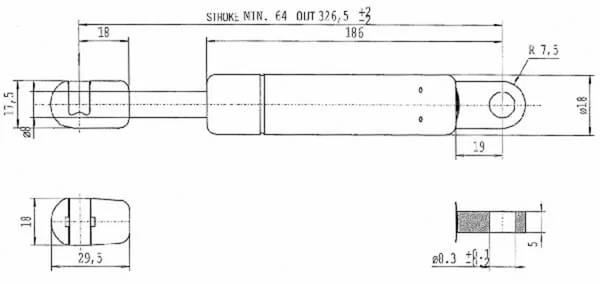 Stabilus - CA641200 - Gas Spring L325 - 110 N