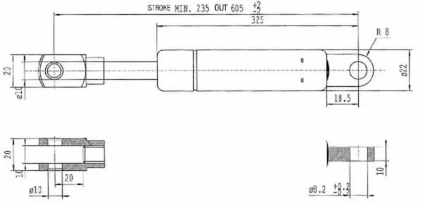 Stabilus - CA656356 - Gas Strut L605mm 900N Stabilus