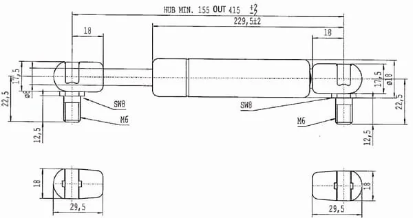 Stabilus - CA656399 - Gas Strut L415mm 610N Stabilus