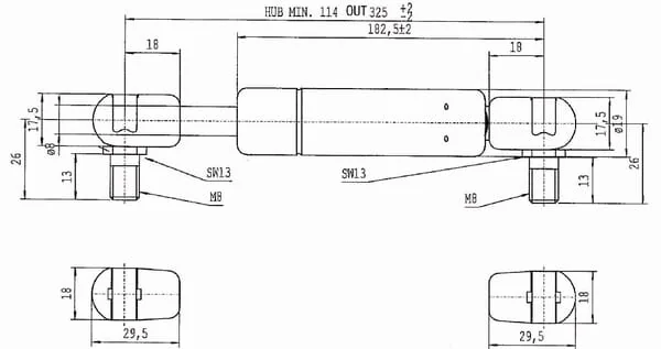 Stabilus - CA676594 - Gas Strut L325mm 200N