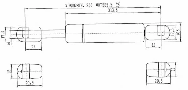 Stabilus - CA684899 - Gas Spring L585 - 200 N