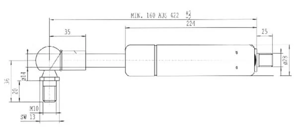 Stabilus - CA7972RE - Gas Strut L422mm 1700N