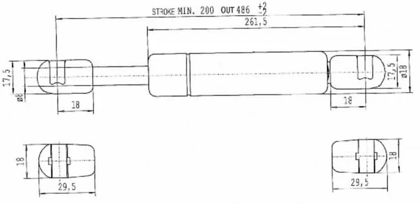 Stabilus - CA841323 - Gas Strut l486mm 200N Stabilus