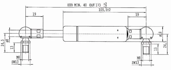 Stabilus - CA9692BH - Gas Strut l173mm 150N Stabilus