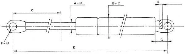 Stabilus - CA9718WP - Gas Spring d1102mm 1000N Stabilus