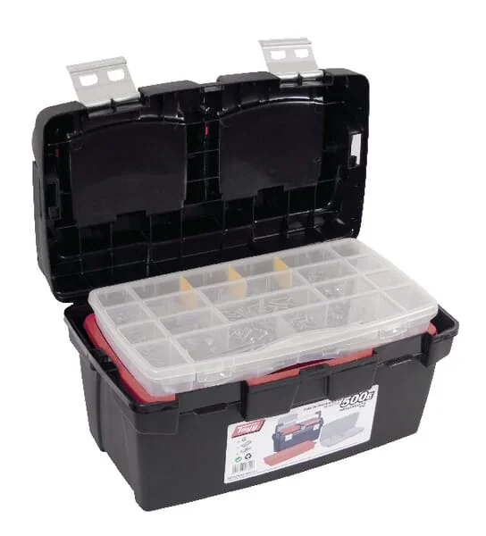 Tayg - 166006TAY - Toolbox 295x500x270mm, Black/Red Polypropylene, 5 Compartments, 500-E