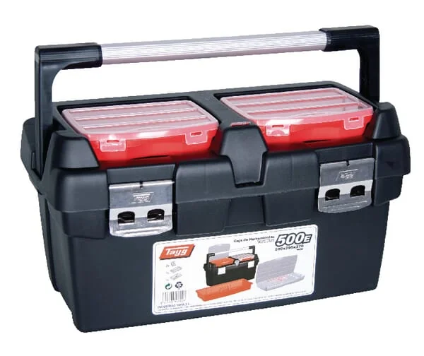 Tayg - 166006TAY - Toolbox 295x500x270mm, Black/Red Polypropylene, 5 Compartments, 500-E