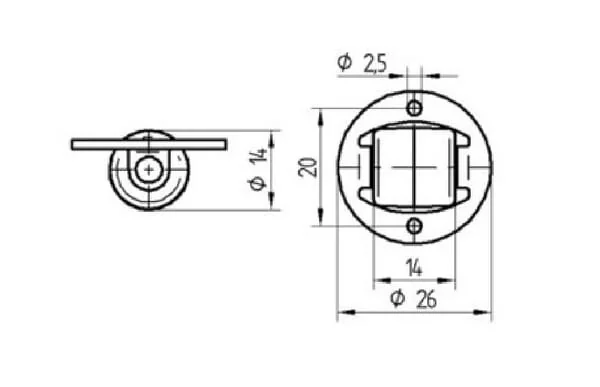 Tente - 1298UOI014P80 - Fixed Castor 14mm