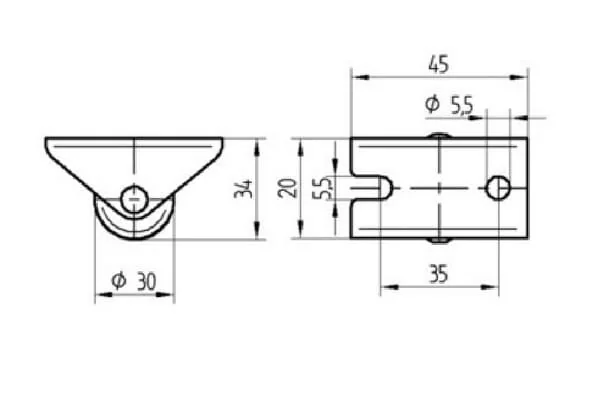 Tente - 2198UOI030P604520 - Fixed Castor 30mm