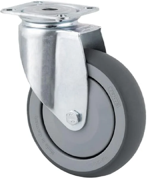 Tente - 2470PJP075P40 - Swivel Wheel Rubber O75x25mm Flange Plate 60x60mm