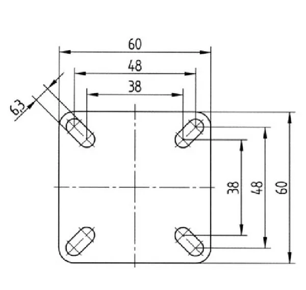 Tente - 2477PJP075P40 - Swivel Wheel Rubber O75x25mm Total Stop Flange Plate 60x60mm