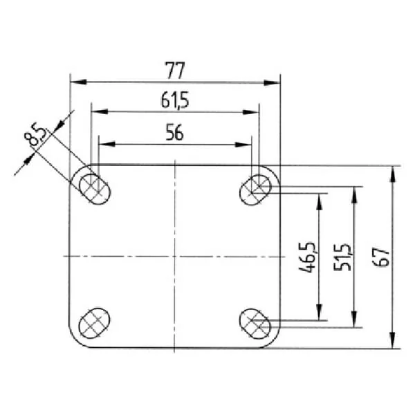 Tente - 2478PJP100P50 - Fixed Wheel Rubber Flange Plate