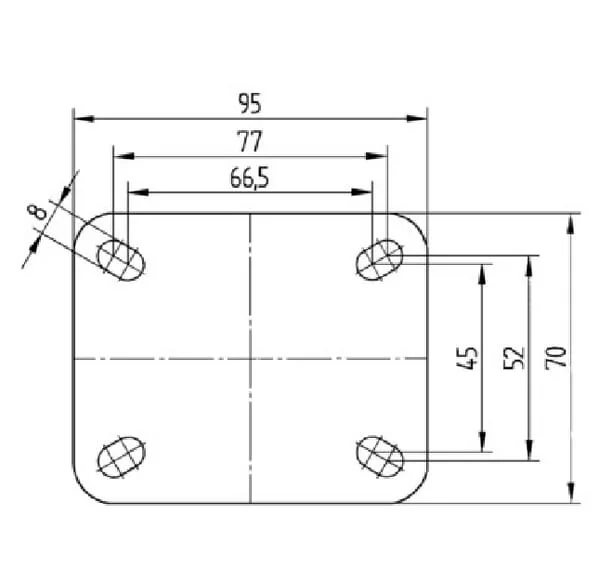 Tente - 3430POO065P609570 - Swivel Wheel Polypropylene Flange Plate