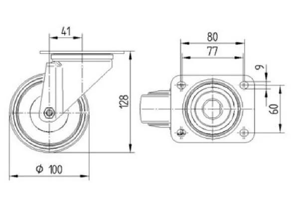 Tente - 3470HUR100P62 - Swivel Casters Gray Polyamide Tread Rubber Core