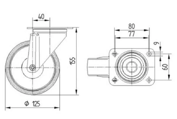 Tente - 3470PIR125P62 - Tente Swivel Casters With Gray Rubber Tire