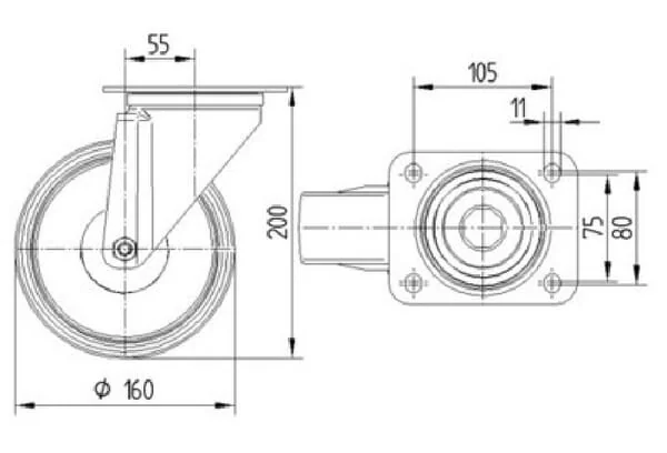 TENTE - 3470PIR160P63 - Rollen Lenkrolle