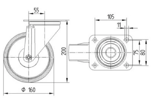 Tente - 3470UOR160P63 - Tente Swivel Casters With Polyamide Wheel