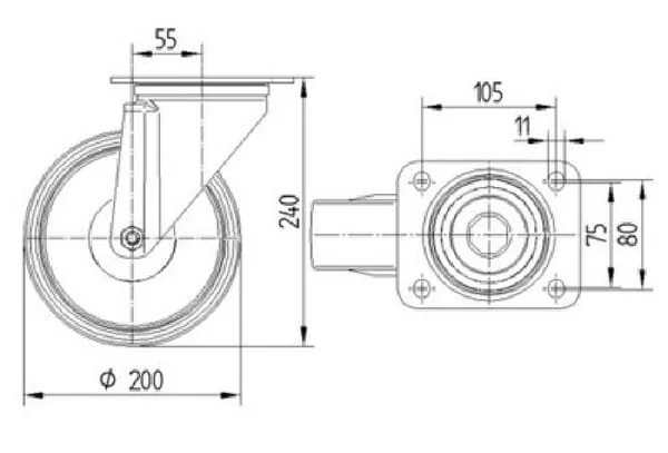 Tente - 3470UOR200P63 - Tente Swivel Casters With Polyamide Wheel